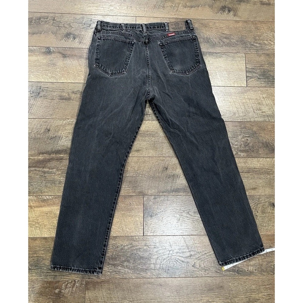 Vintage 1989 Wrangler Jeans Straight‎ Made in USA Faded Black Denim 38x32 80s
